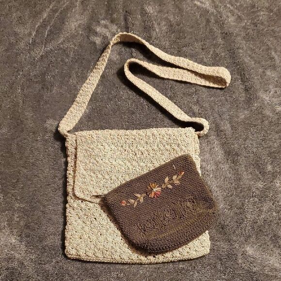 Frankie & Johnnie Vintage Small Beaded Beige Purse Zipper With Coin Purse - Picture 2 of 9